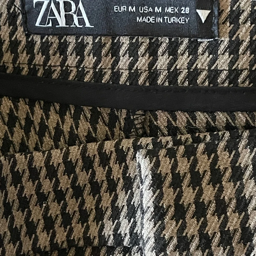 Zara Brown Houndstooth High Waist Tailored Skort Preppy Chic Academia Medium - Picture 10 of 11